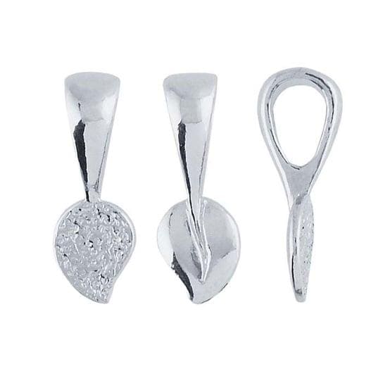 Sterling Silver or Argentium Leaf Glue-On Pendant Bail, choose your size....