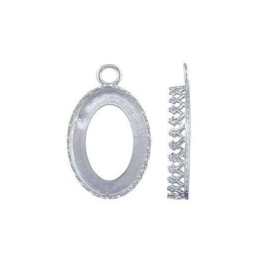 Sterling Silver Oval Gallery Wire Cabochon Component Mounting