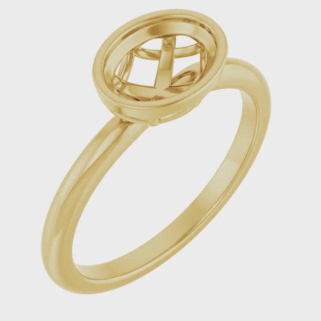Oval Bezel Solitaire ring Mounting, East West Setting, in Sterling Silver or 14k Gold,