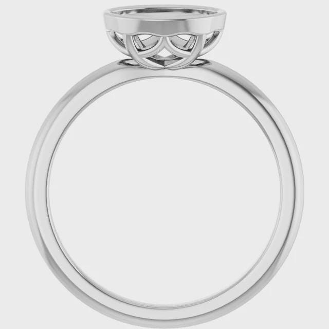 Oval Bezel Solitaire ring Mounting, East West Setting, in Sterling Silver or 14k Gold,