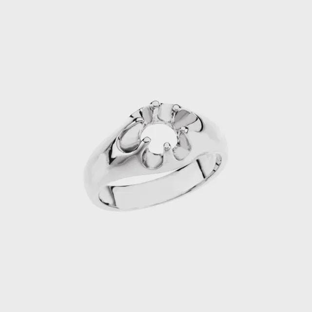 Men’s Round Gypsy Pre-notched Ring Mounting in Sterling Silver, 10k Gold, or 14k Gold