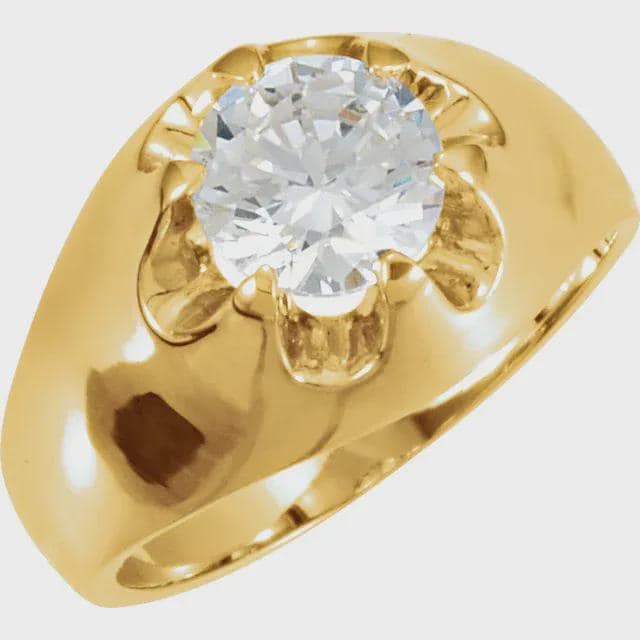 Men’s Round Gypsy Pre-notched Ring Mounting in Sterling Silver, 10k Gold, or 14k Gold