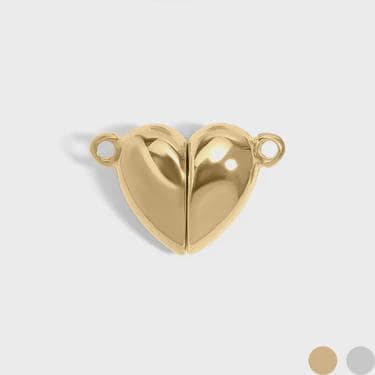 18K Gold PVD Stainless Steel Heart Magnetic Clasp / Connector