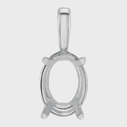 Oval 4-Prong Pendant Mounting in Sterling silver, 10k or 14k Gold, choose your size and precious metal