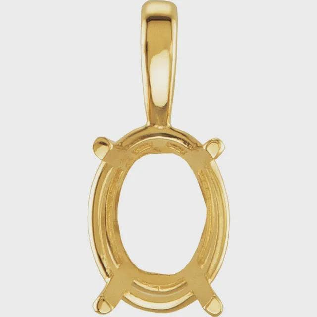 Oval 4-Prong Pendant Mounting in Sterling silver, 10k or 14k Gold, choose your size and precious metal