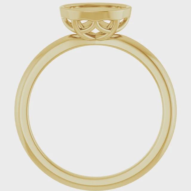 Oval Bezel Solitaire ring Mounting, East West Setting, in Sterling Silver or 14k Gold,