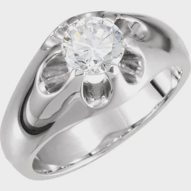 Men’s Round Gypsy Pre-notched Ring Mounting in Sterling Silver, 10k Gold, or 14k Gold