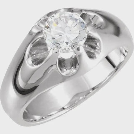 Men’s Round Gypsy Pre-notched Ring Mounting in Sterling Silver, 10k Gold, or 14k Gold