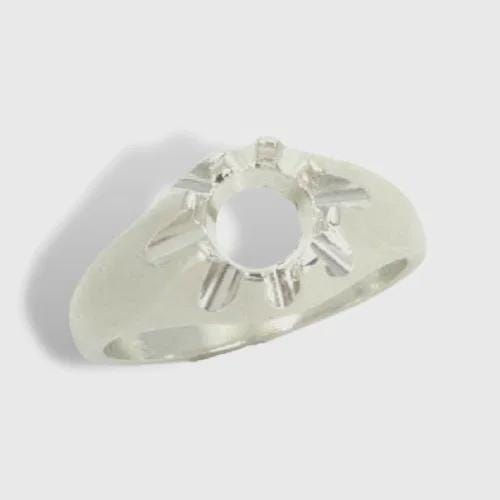 Men’s Round Gypsy Pre-notched Ring Mounting in Sterling Silver, 10k Gold, or 14k Gold