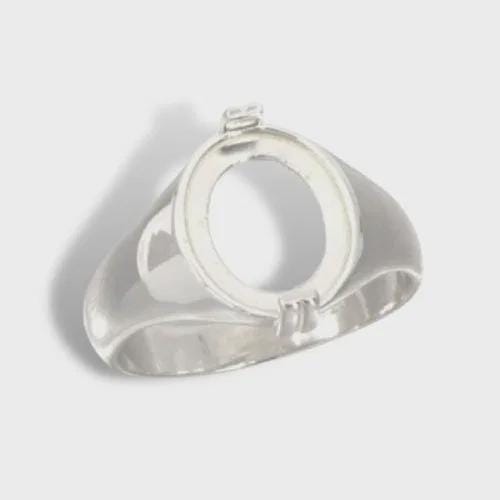 Men's Oval Cabochon Ring Mounting in Sterling Silver, choose your size