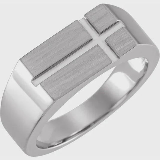 10.8x8.8 mm Rectangle Cross Signet Ring