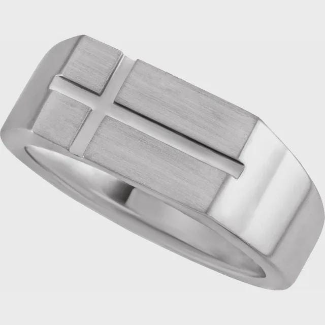 10.8x8.8 mm Rectangle Cross Signet Ring