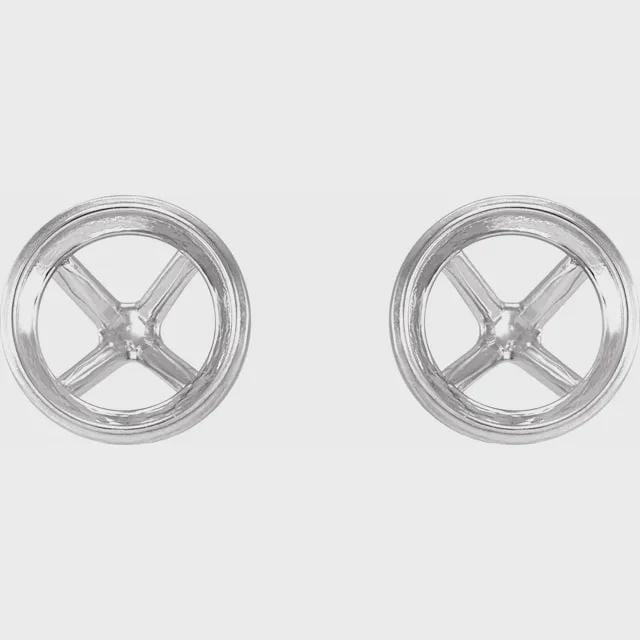 Round Bezel-Set Cocktail-Style Earring Mounting, available in Sterling Silver or 14k Gold, 2 setting sizes