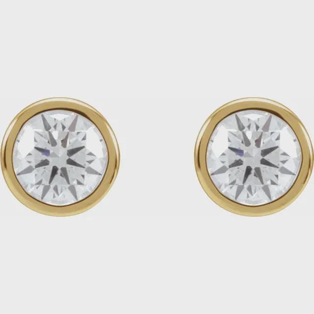 Round Bezel-Set Cocktail-Style Earring Mounting, available in Sterling Silver or 14k Gold, 2 setting sizes