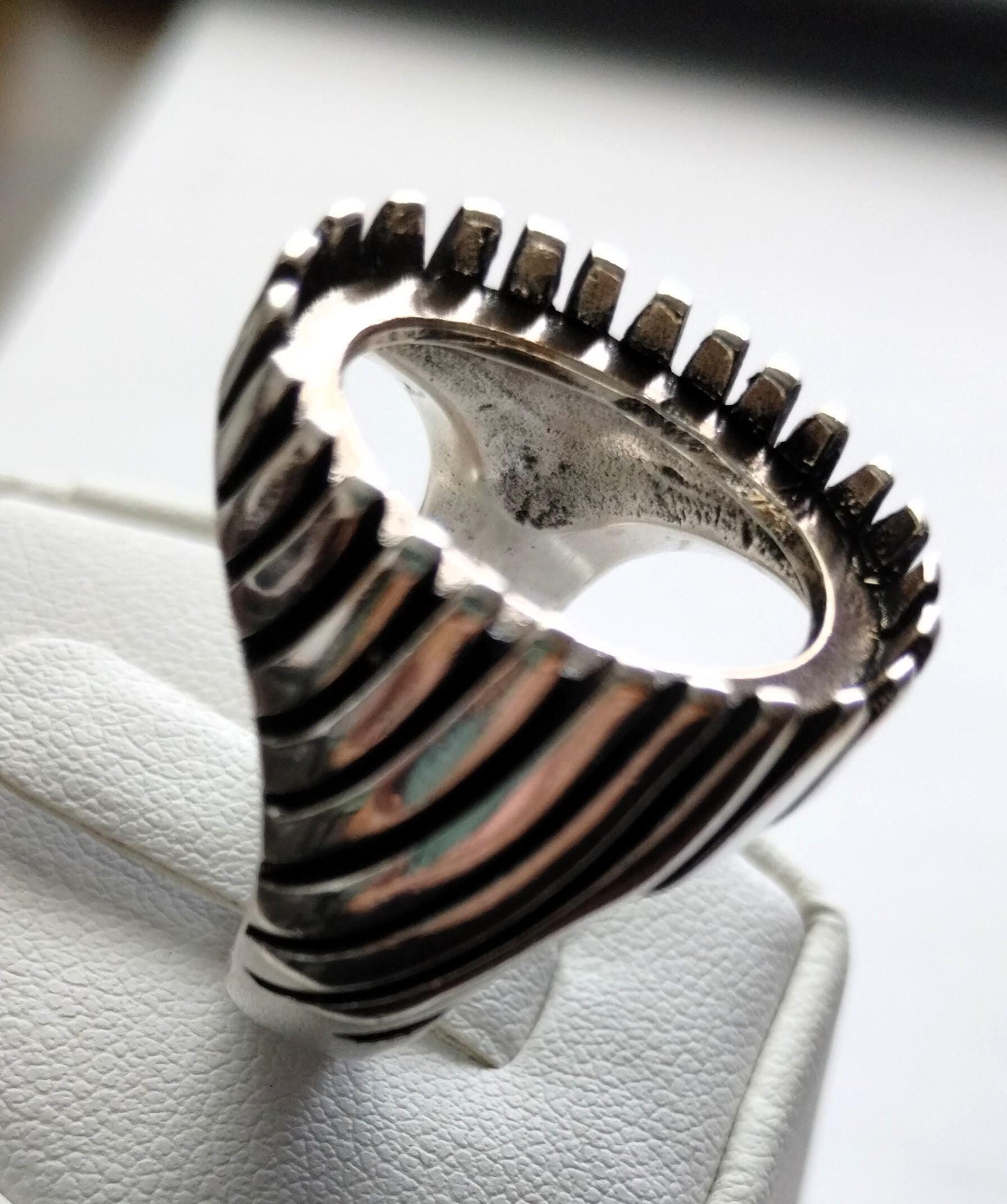 Oxidized Sterling Silver Ring Mounting, 18x13mm Oval Stone Bezel