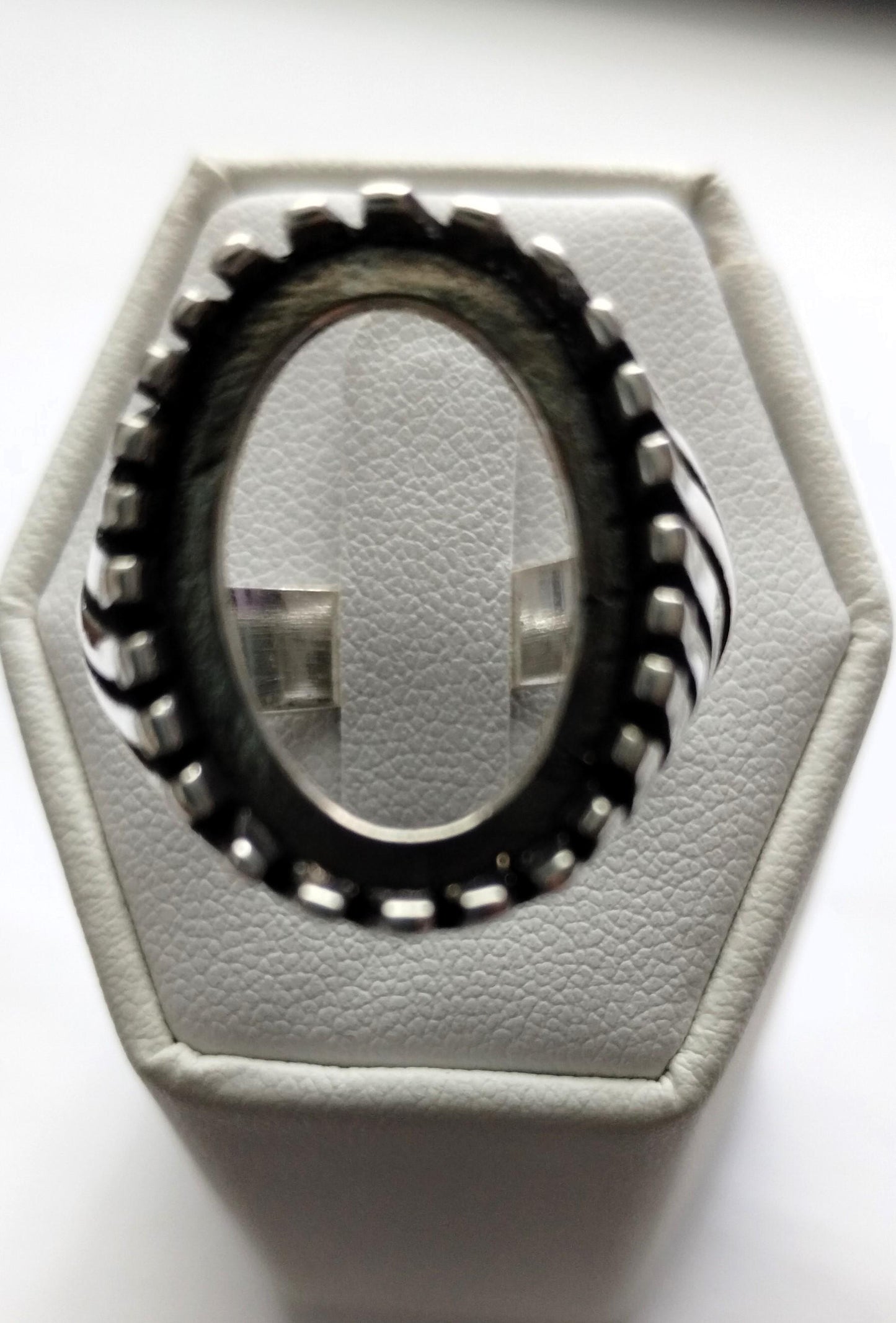 Oxidized Sterling Silver Ring Mounting, 18x13mm Oval Stone Bezel