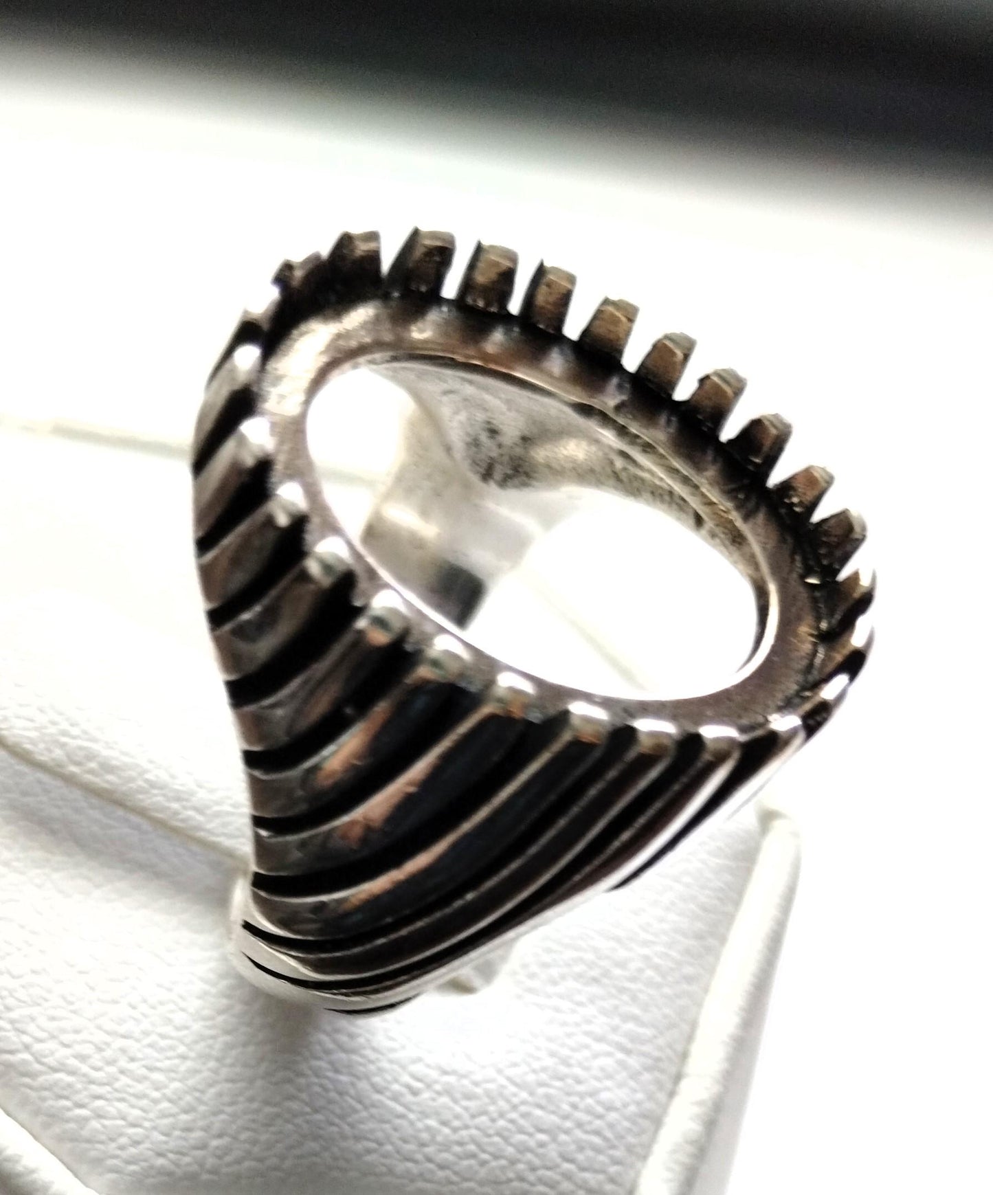 Oxidized Sterling Silver Ring Mounting, 18x13mm Oval Stone Bezel