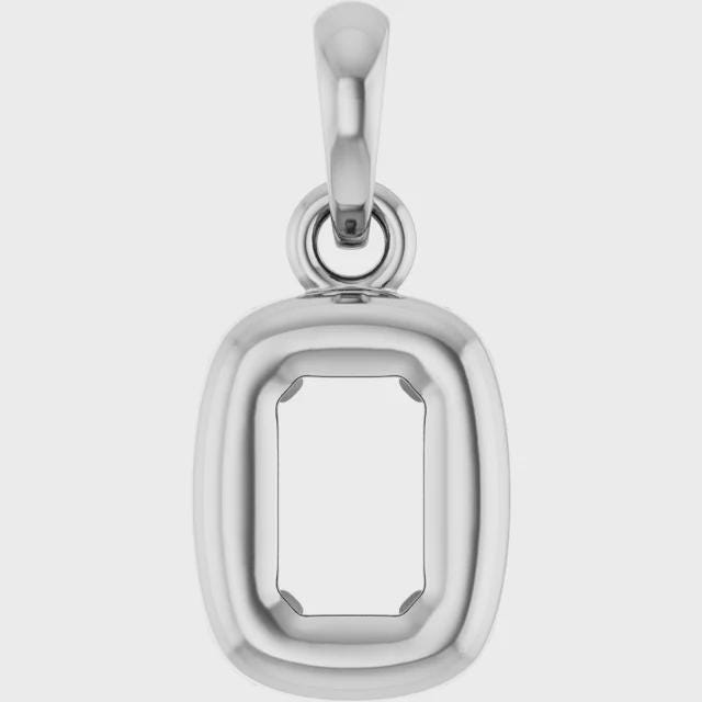 5x3 mm Emerald Back-Set Charm/Pendant Mounting in Karat Gold or Sterling Silver