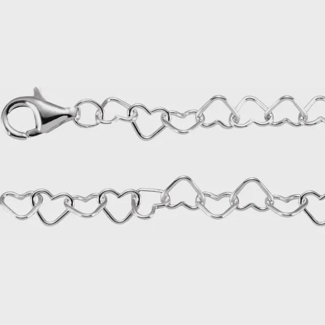 Sterling Silver Heart Chain Bracelet (7 1/4"), Necklace Options