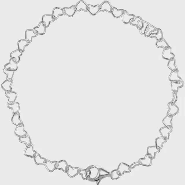 Sterling Silver Heart Chain Bracelet (7 1/4"), Necklace Options
