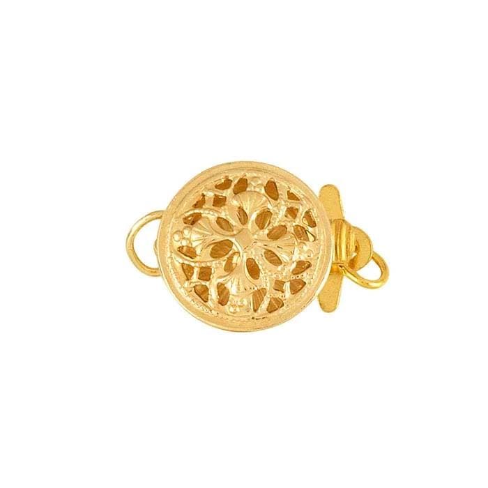 14/20 Yellow Gold-Filled Round Filigree Safety Clasp, 2 sizes available