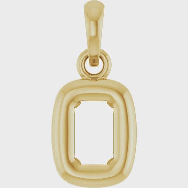 5x3 mm Emerald Back-Set Charm/Pendant Mounting in Karat Gold or Sterling Silver