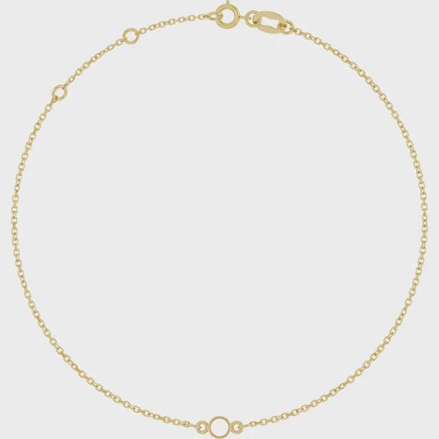 10K Yellow Gold Bezel-Set Station Necklace, Adjustable 16-18 Inch Chain