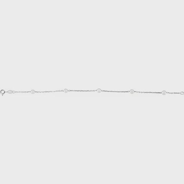 Sterling Silver Cultured White Freshwater Pearl 5-Station 7" Bracelet or 18" Necklace