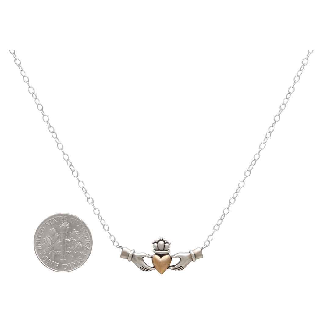 Mixed Metal Claddagh Heart Festoon Necklace