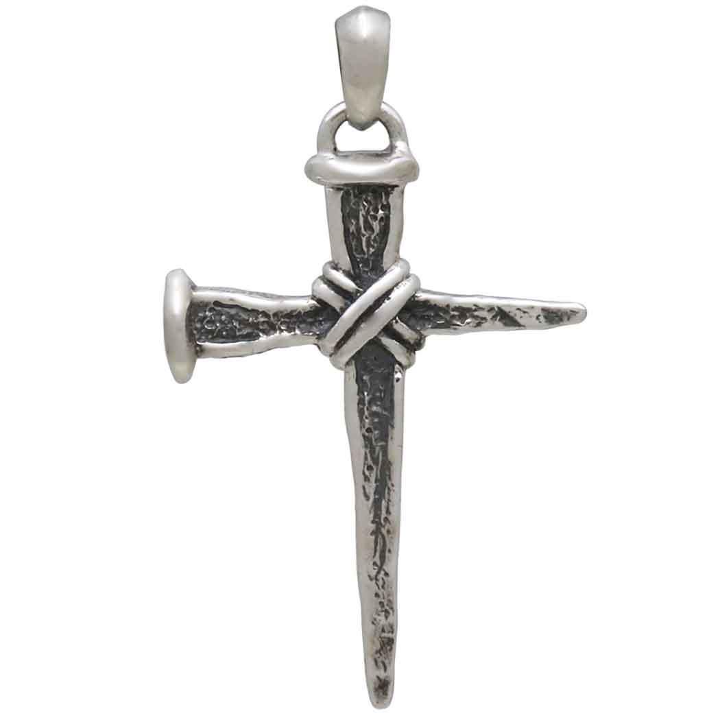 Sterling Silver Stake Cross Pendant 37x22mm