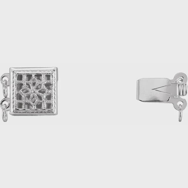 Square Safety Clasp 1- or 2- Strands, Sterling Silver