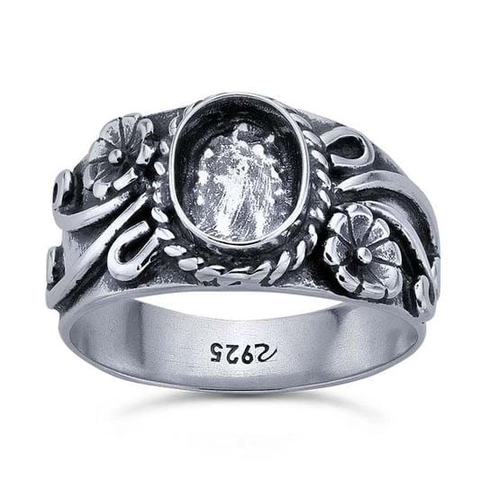 Sterling Silver Southwest 8 x 6mm Oval Cabochon Ring Mounting