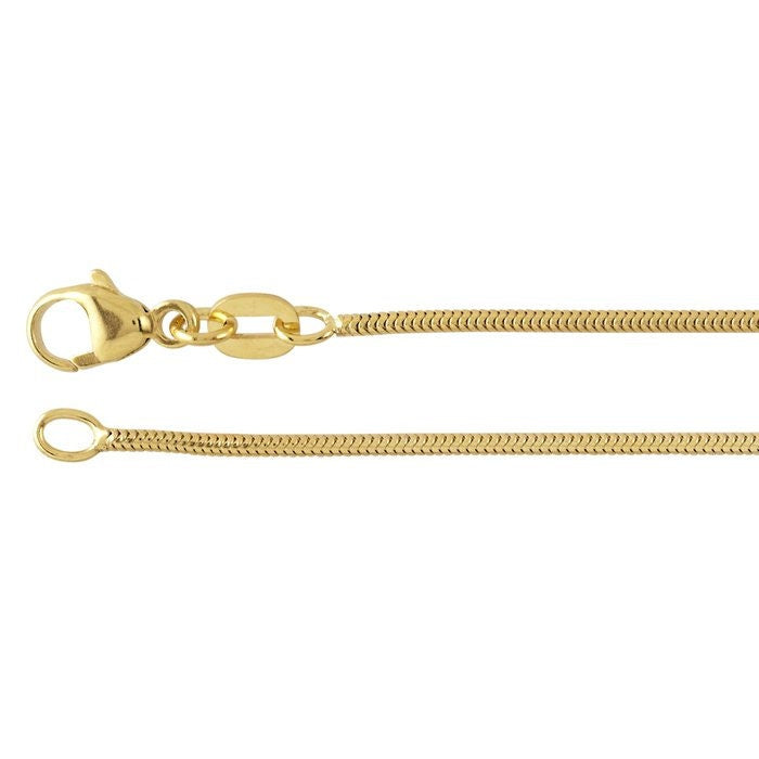 14K Yellow Gold Snake Chain Necklace - 1.2mm Unseamed
