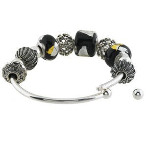 Sterling Silver 3mm Cuff Bracelet with Threaded Ball Ends