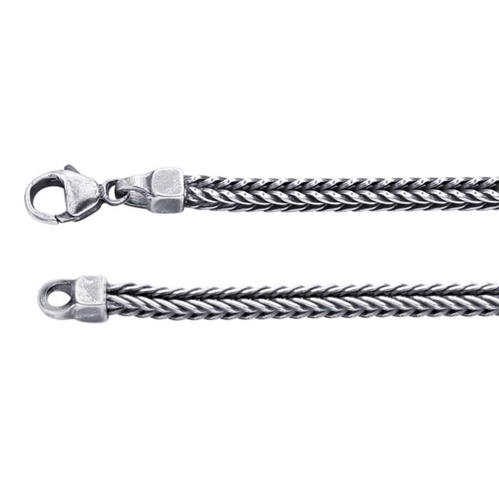 Sterling Silver 3.5mm Oxidized Square Foxtail Chain, 30 inch